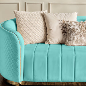 Fiona 3 Seater Velvet  Sofa - Sky Blue - L247cm x W94cm x H81cm - Cotton Home