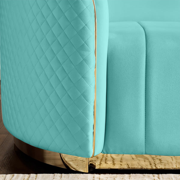 Fiona 3 Seater Velvet  Sofa - Sky Blue - L247cm x W94cm x H81cm - Cotton Home