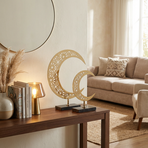 Hilal Crescent Moon Metal Decor, Set of 2 - Gold