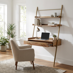 Array Ladder Desk With EPL Finish - Natural & Gold