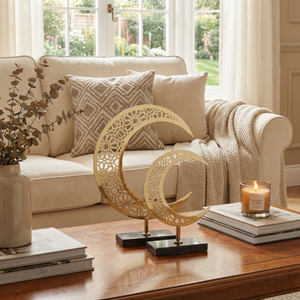 Hilal Crescent Moon Metal Decor, Set of 2 - Gold