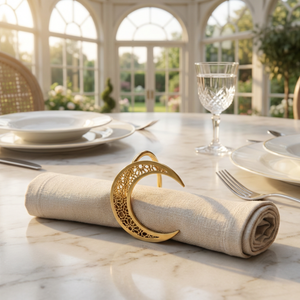 Noor 3 Piece Moon Napkin Ring - Gold