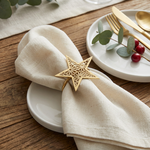 Noor 3 Piece Star Napkin Ring - Gold