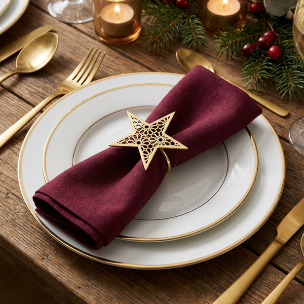 Noor 3 Piece Star Napkin Ring - Gold