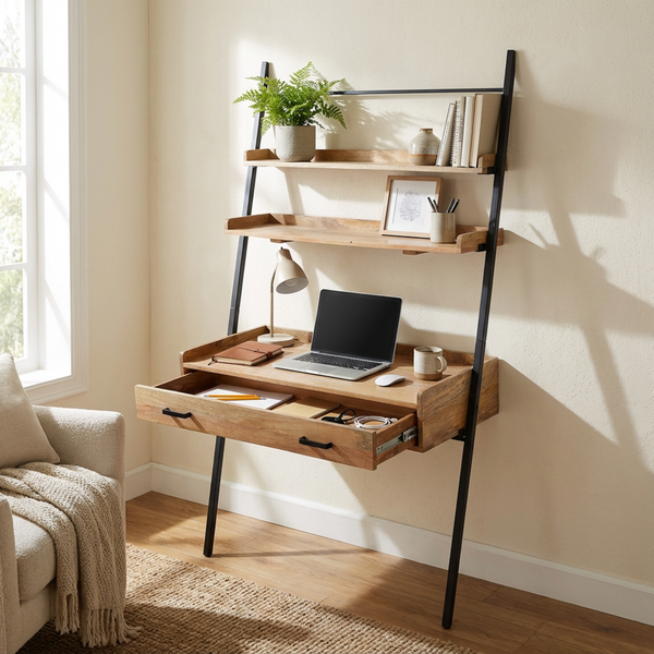 Array Ladder Desk With EPL Finish - Natural & Black