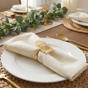 Noor 3 Piece Lantern Napkin Ring - Gold