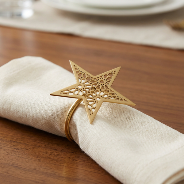 Noor 3 Piece Star Napkin Ring - Gold