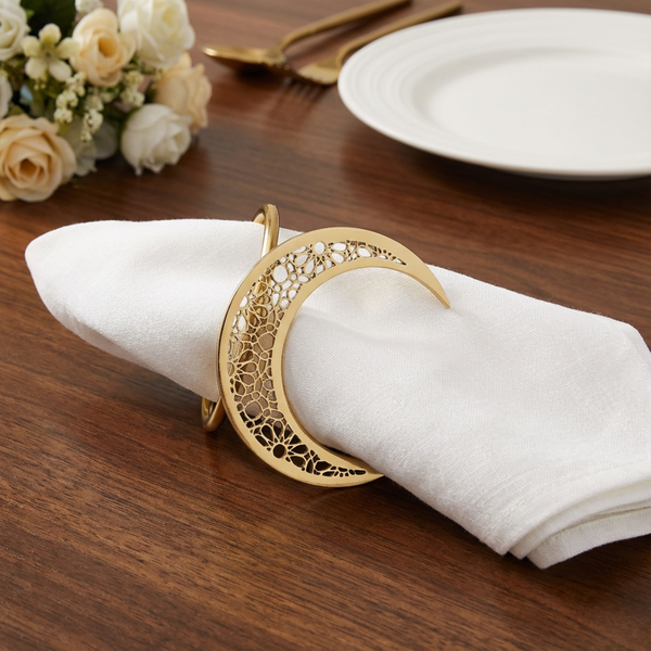 Noor 3 Piece Moon Napkin Ring - Gold