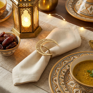 Noor 3 Piece Moon Napkin Ring - Gold