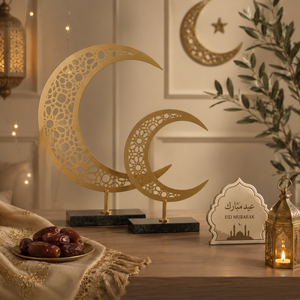 Hilal Crescent Moon Metal Decor, Set of 2 - Gold