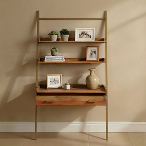 Array Ladder Desk With EPL Finish - Natural & Gold