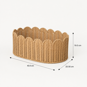 Frill Oval Rattan Storage Basket, Large - Natural