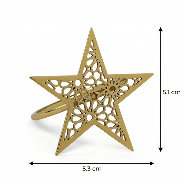 Noor 3 Piece Star Napkin Ring - Gold