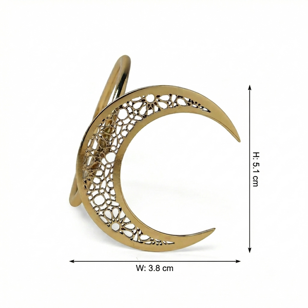 Noor 3 pc Star, Moon & Lantern Metal Napkin Ring Set - Gold