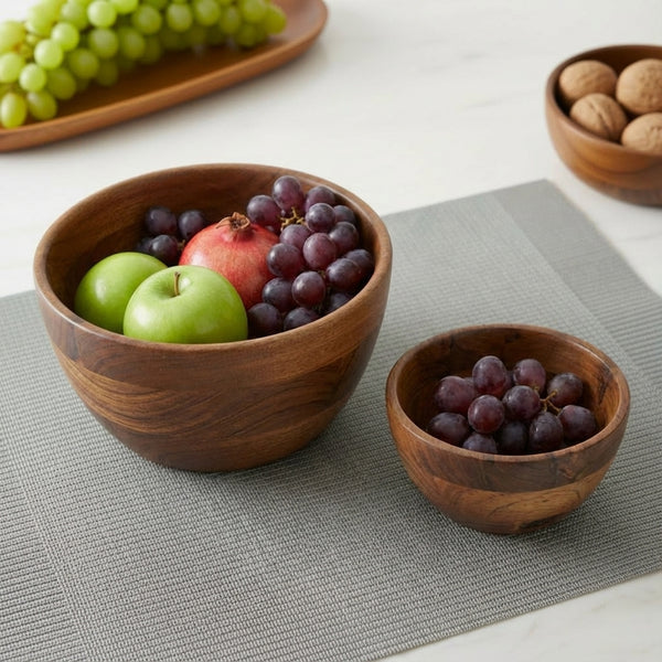 Scoop Wooden Serving Bowl, Set Of 2 - Natural