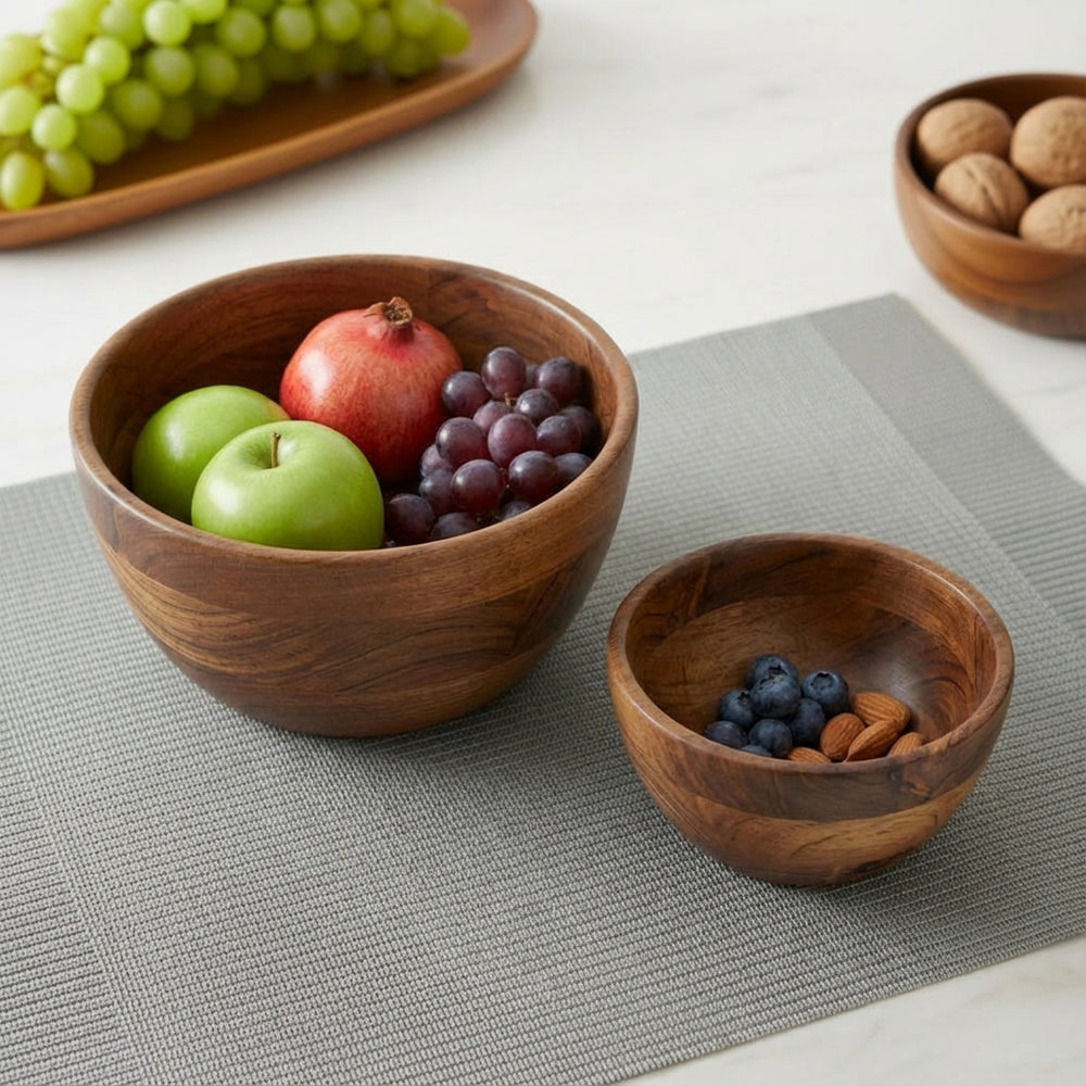 Scoop Wooden Serving Bowl, Set Of 2 - Natural