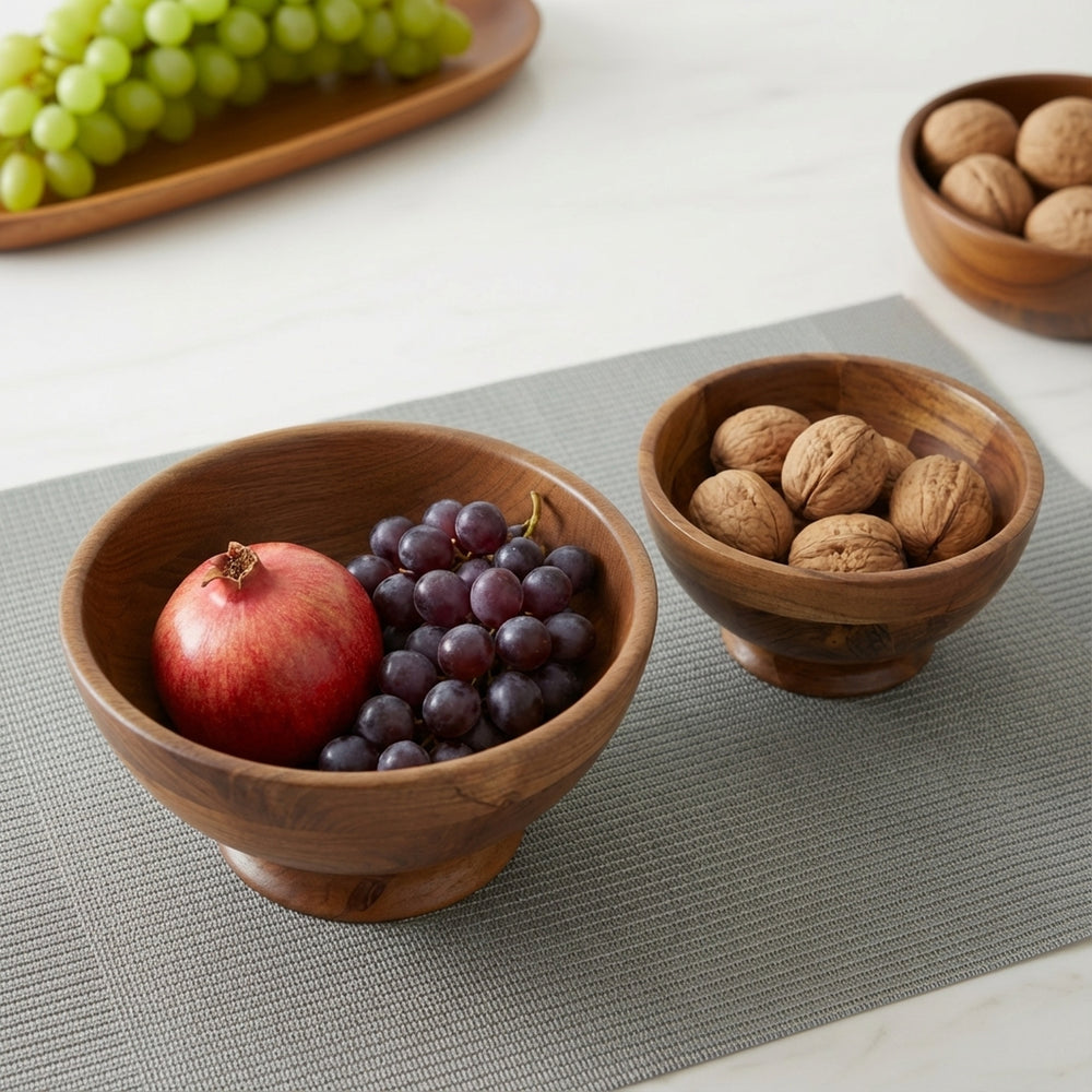 Mez Wooden Serving Bowl, Set of 2 - Natural