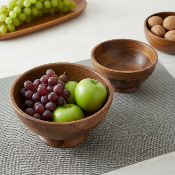 Mez Wooden Serving Bowl, Set of 2 - Natural