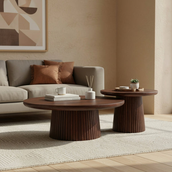 Agnus Coffee And Side Table, Set of 3 - Walnut