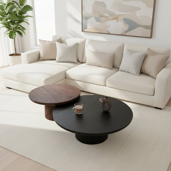 Agnus Coffee Tables, Set of 2 - Black & Walnut