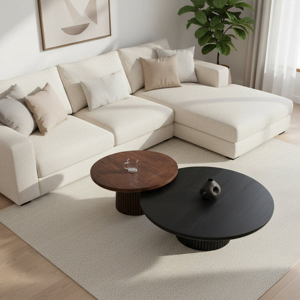 Agnus Coffee Tables, Set of 2 - Black & Walnut