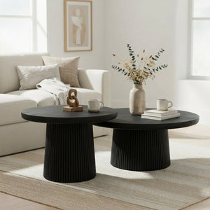 Agnus Coffee And Side Table, Set of 3 - Black