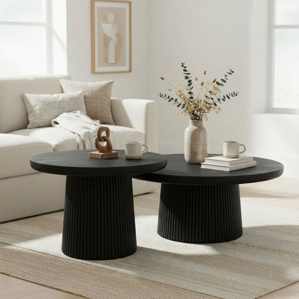 Agnus Coffee And Side Table, Set of 3 - Black