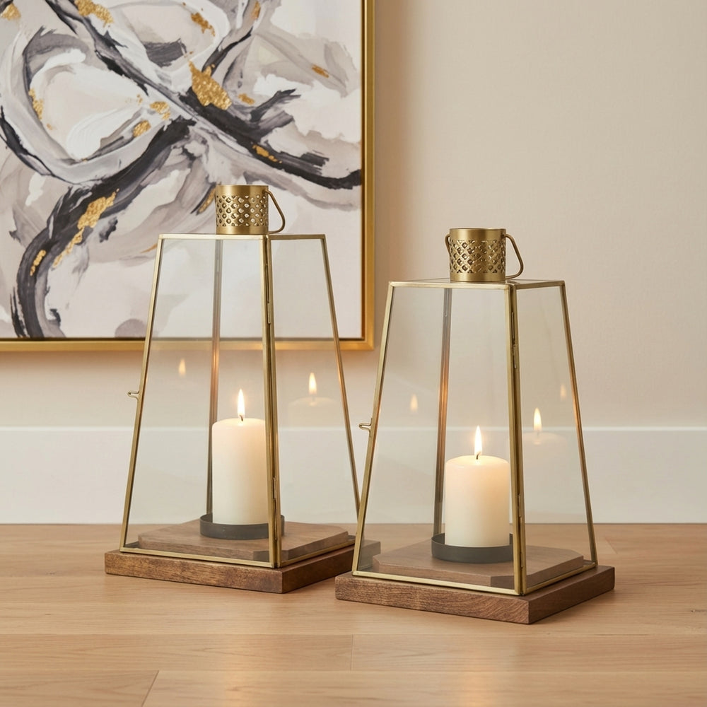 Oma Metal Lantern, Set Of 2 - Gold