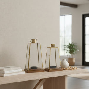 Oma Metal Lantern, Set Of 2 - Gold
