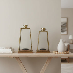 Oma Metal Lantern, Set Of 2 - Gold