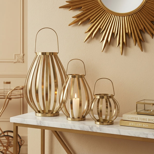 Ray Metal Lanterns, Set Of 3 - Gold