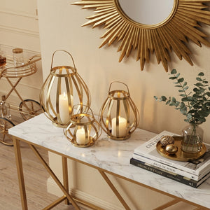 Ray Metal Lanterns, Set Of 3 - Gold