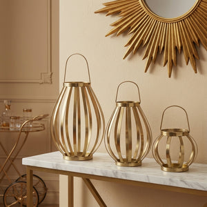 Ray Metal Lanterns, Set Of 3 - Gold