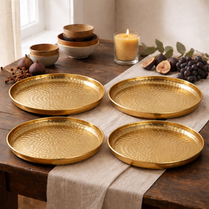 Lattice Set of 4 Hammered Metal Serving Platter