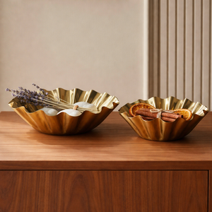 Quill Metal Decorative Bowls, Set of 2 - Gold