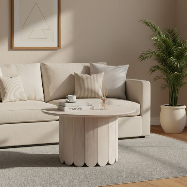 Olan Scallop Coffee Table - Whitewash
