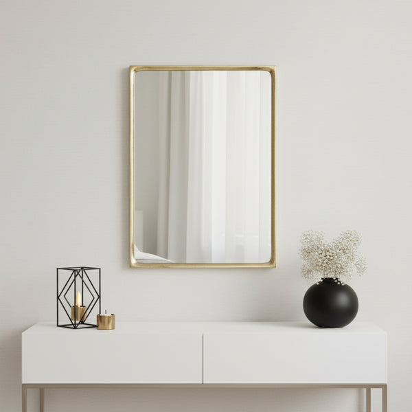Safa Wall Mirror With Metal Frame - Gold