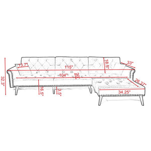 Kerry Wide Velvet Reversible Sleeper Sofa & Chaise - Cotton Home