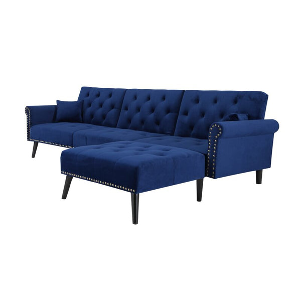 Kerry Wide Velvet Reversible Sleeper Sofa & Chaise - Cotton Home