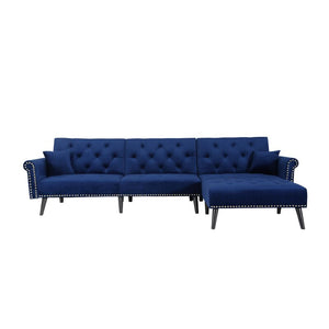 Kerry Wide Velvet Reversible Sleeper Sofa & Chaise - Cotton Home