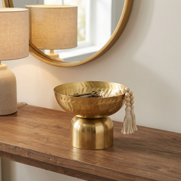 Rue Metal Hammered Serving Bowl - Gold