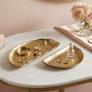 Half Moon Metal Decorative Server, Set of 2 - Gold
