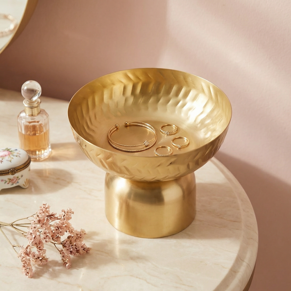 Rue Metal Hammered Serving Bowl - Gold