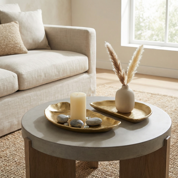 Half Moon Metal Decorative Server, Set of 2 - Gold