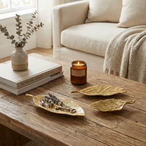 Leafy Metal Decorative Serverware, Set Of 3 - Gold