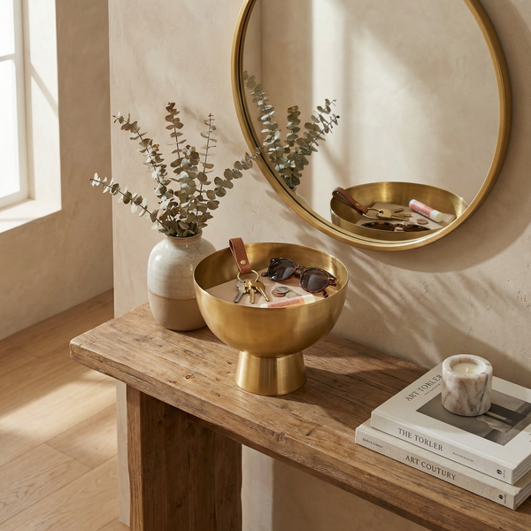 Rue Metal Pedestal Serving Bowl - Gold