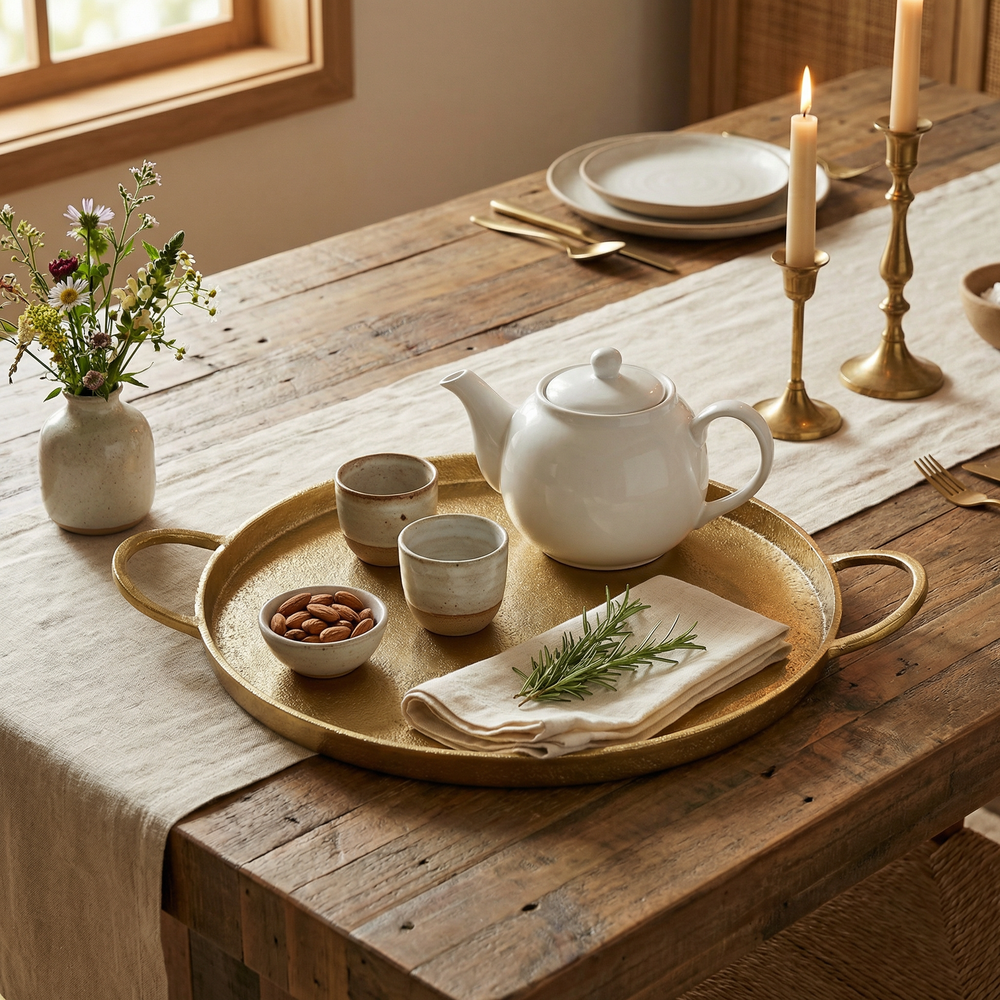 Piatto Metal Tray, Gold