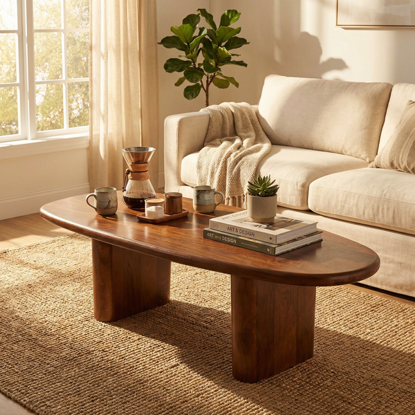 Calvin Rectangular Wooden Coffee Table - Walnut