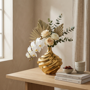 Vertex Aluminum Swirl Vase - Gold