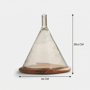 Dome Wooden Platter With Glass Cover, Large - Natural